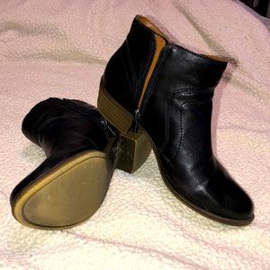 Black leather booties